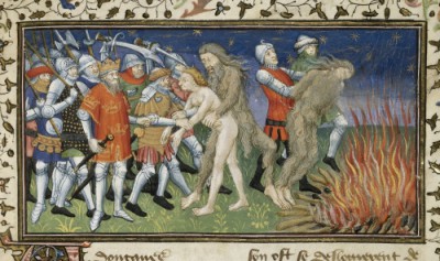 Alexander the Great predating some wodewoses, 'Le livre et la vraye hystoire du bon roy Alixandre', Paris, c. 1420–1425, Royal MS B XX , f. 64