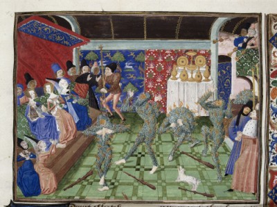 The 'Bal des Ardents' from Froissart’s ‘Chroniques’, Southern Netherlands, c. 1470–72 Harley MS 4380, f. 1