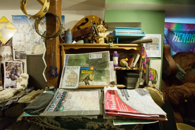 Sasquatch literature and other memorabilia are on display at Paul Graves' home,